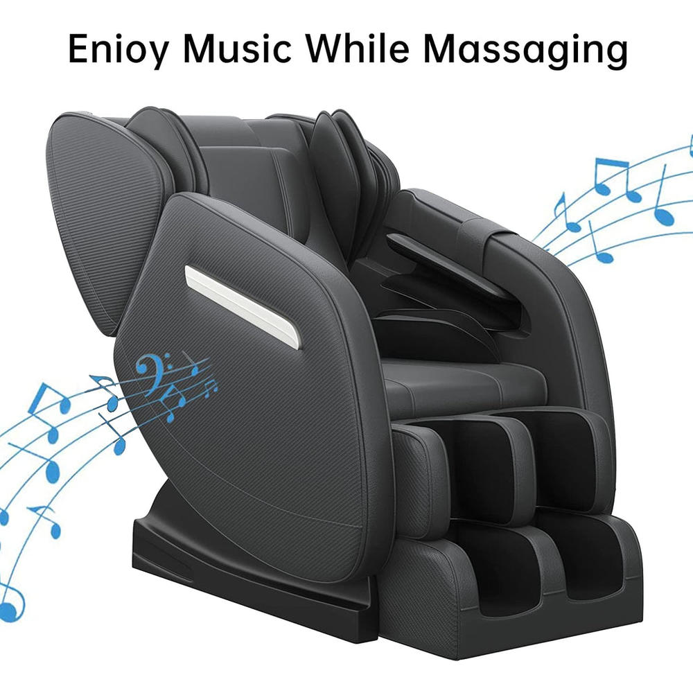 Real Relax New Massage Chair Recliner with Zero Gravity, Full Body Air Pressure, Heat and Foot Roller Included, MM350  Black