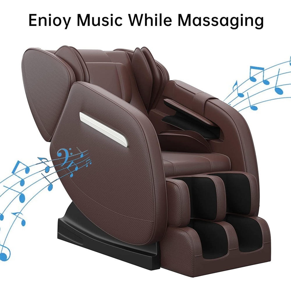 Real Relax New Massage Chair Recliner with Zero Gravity, Full Body Air Pressure, Heat and Foot Roller Included, MM350  Brown