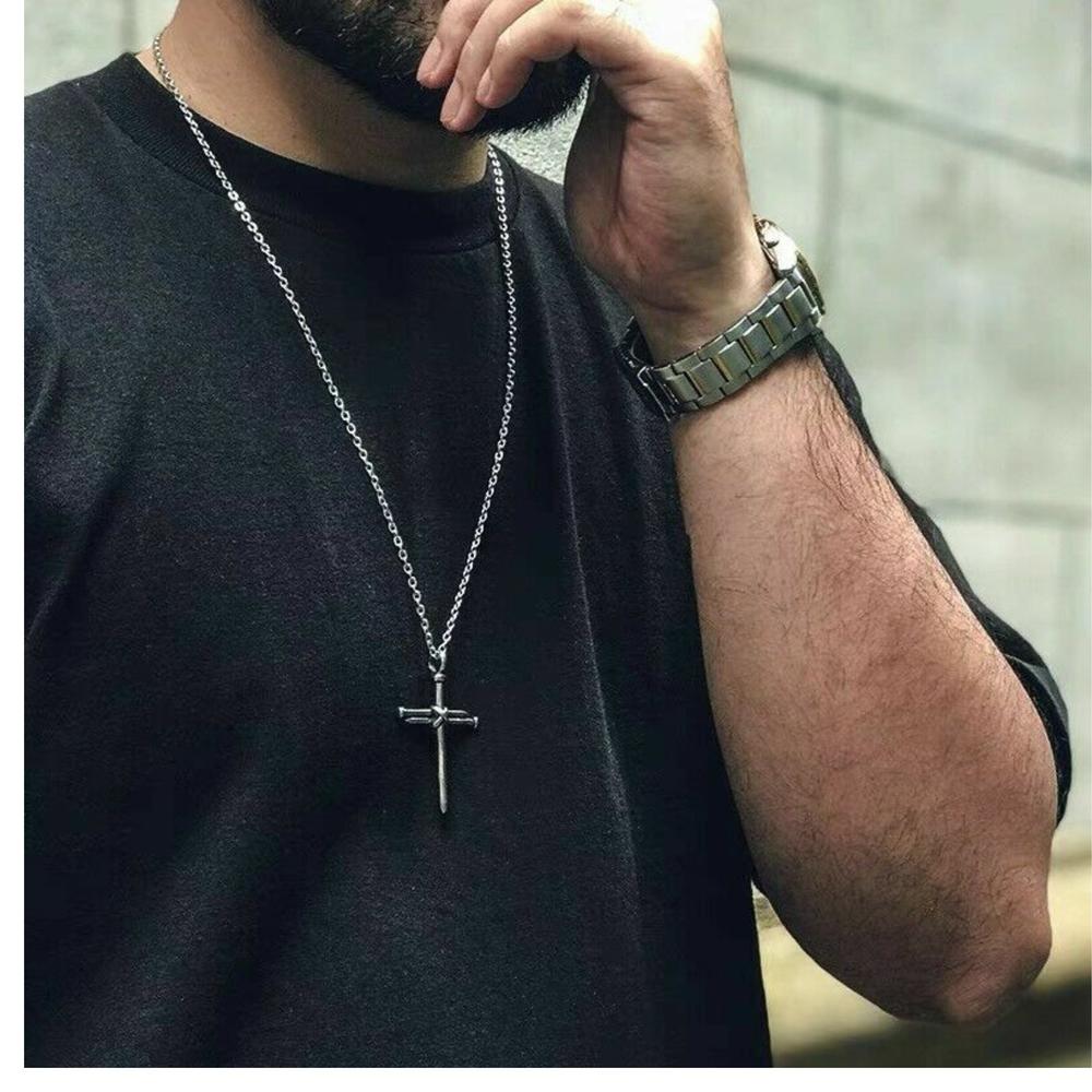 Tyche.21 Men's Jesus Nail Cross Pendant Necklace