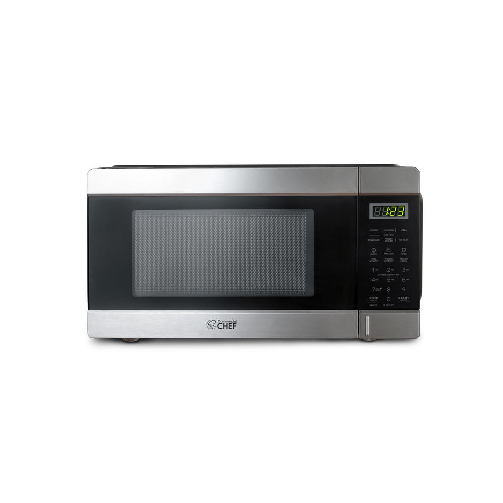 Commercial Chef 1000W Countertop Microwave Oven, 1.1 Cu. Ft., Stainless Steel, CHCM11100SSB