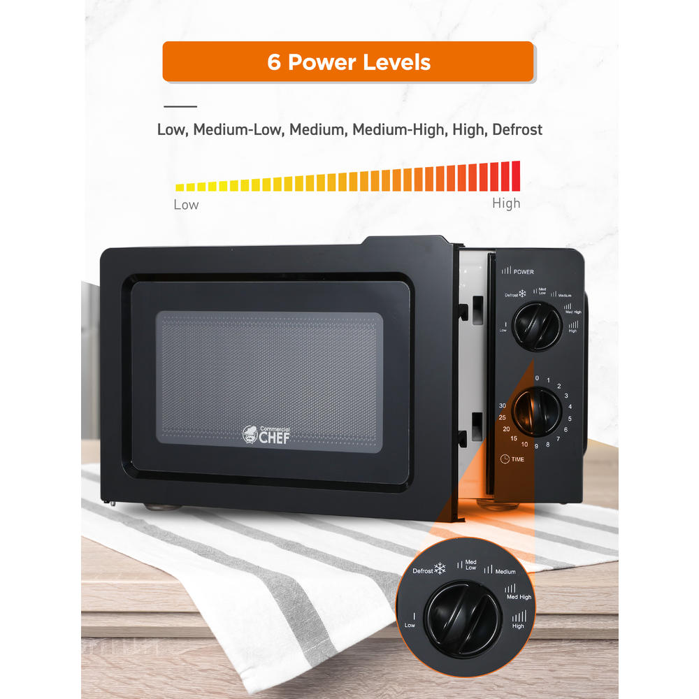 Commercial Chef 600W Countertop Microwave Oven, 0.6 Cu. Ft., Black, CHM660B