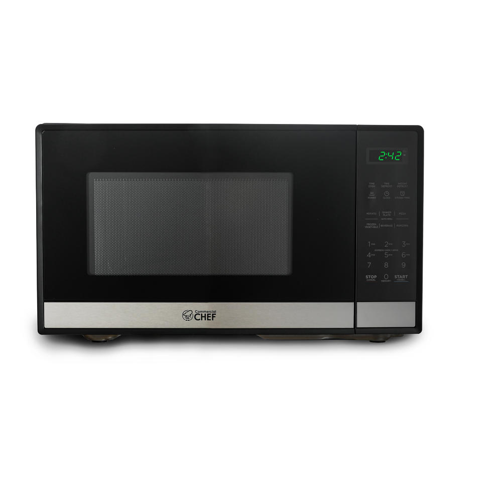 Commercial Chef 900W Countertop Microwave Oven, 0.9 Cu. Ft., Stainless Steel, CHM9MS
