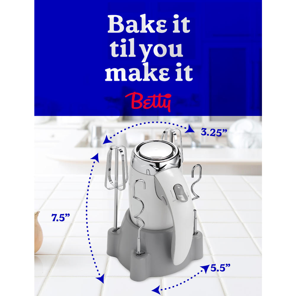 Betty Crocker 7 Speed Electric Hand Mixer with Stand and Soft Touch