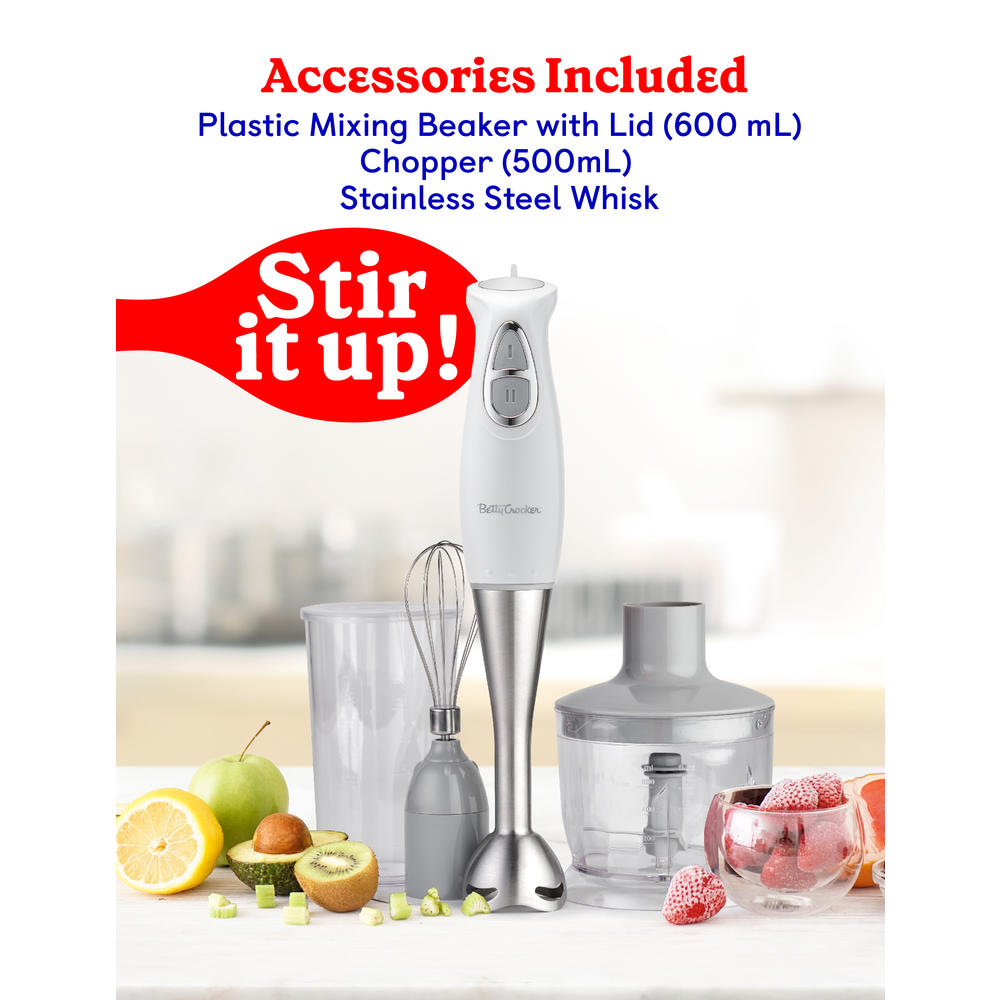 Betty Crocker 2Speed Immersion Hand Blender with Stainless Steel Blade