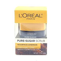 L'Oreal Paris Skin Care Pure Sugar Face Scrub Kona Coffee 1.7 oz: 3 Sugars (Brown, Blonde, White) Rich in Minerals, Warming Effe