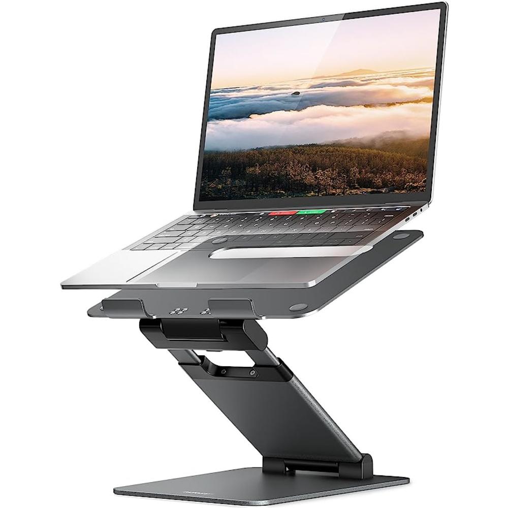 BOSCHLAN LLC Laptop Stand for Desk, Ergonomic Sit to Stand Laptop Holder Convertor, Adjustable Height from 1.2" to 20", Supports up to 22lbs