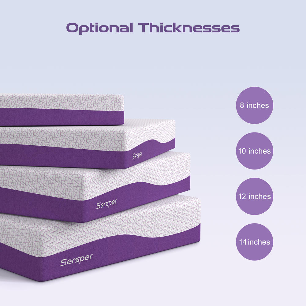 Sersper 12 inch Cool Gel Memory Foam Mattress in a Box, Twin/ Twin XL/ Full/ Queen/ King Size Mattresses