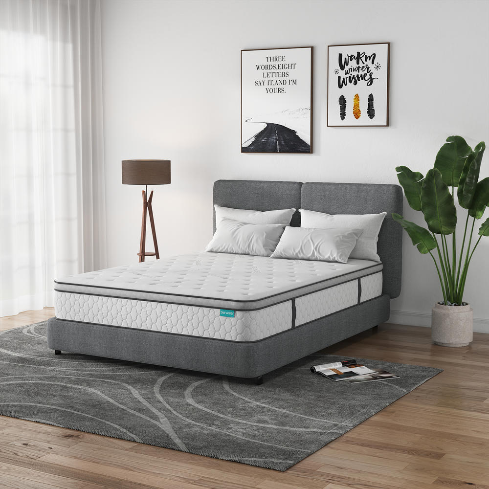 Serweet 12 inch Euro Top Mattress, Twin Full Queen Size Medium Firm
