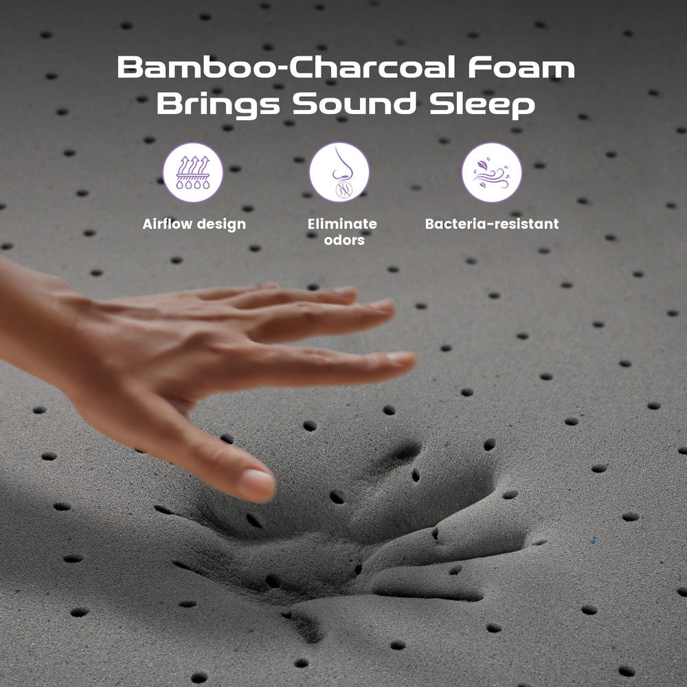 Sersper 10 Inch Bamboo Charcoal Cooling Gel Memory Foam Full Mattress - Twin Full Queen Size - Medium Firm