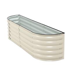 Aoodor 60'' x 14.5'' x 17'' Metal Raised Garden Bed, Outdoor Lean to Wall Planter Box, for Vegetables Flowers Herbs, Beige