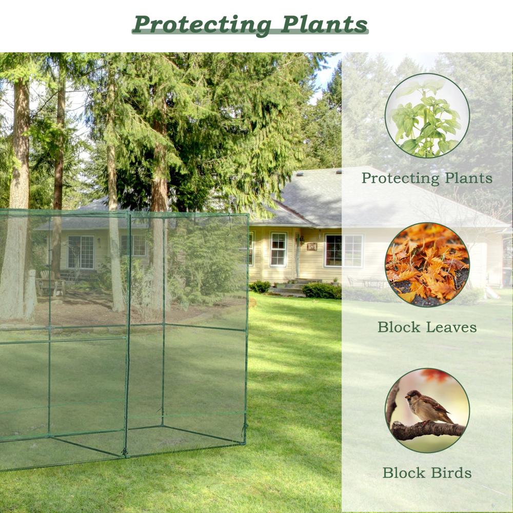 Aoodor 16' x 4' x 6' Crop Cage Plant Protection Netting Tent with Zipper for Vegetables Fruits and Plant, Suitable for Lawn