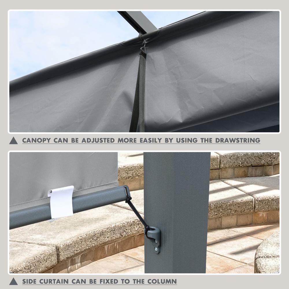 Aoodor 16 x 12 FT Outdoor Pergola with Retractable Shade Canopy, Dark Gray Matte Aluminum Frame- Dark Gray