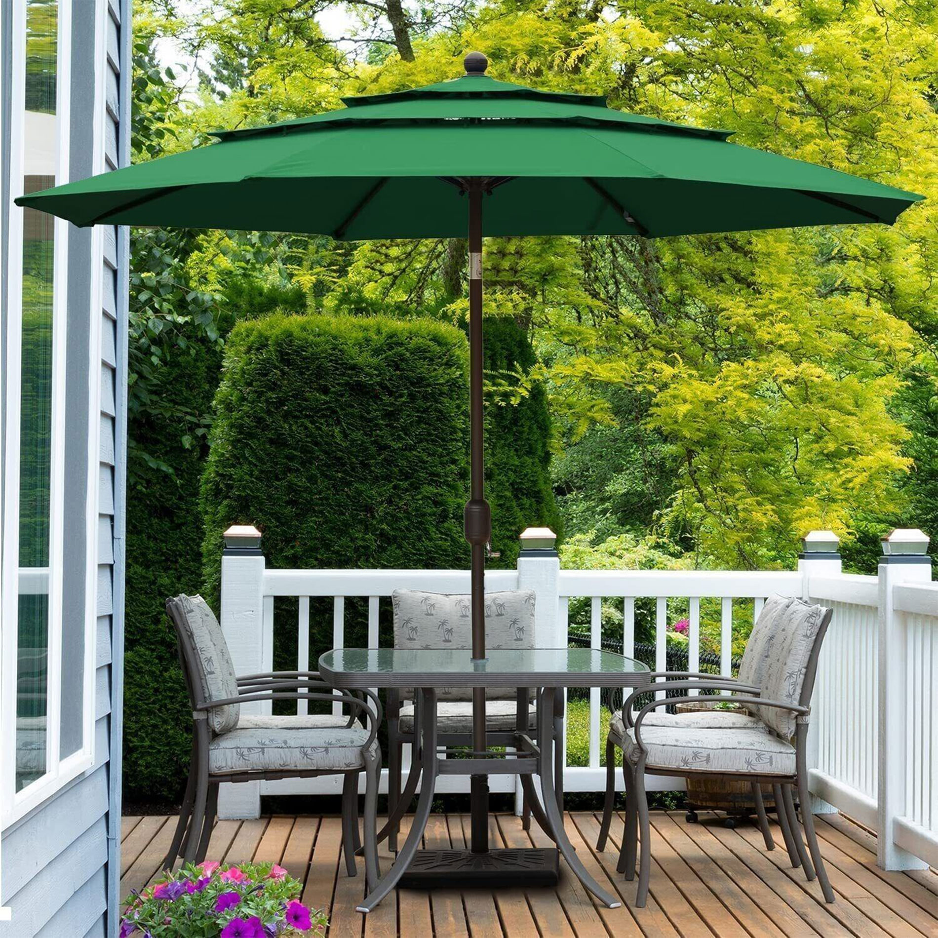 green rectangle patio umbrella Treasure Garden 8x10 ft Outdoor (Rectangular, High-Perf The robust Rectangular Patio Umbrella Aoodor 10ft