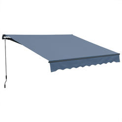 Aoodor 12'x  8' x 5' Retractable Window Awning Sunshade Shelter,Polyester Fabric,with Retractable Brackets and Three Wall Bases