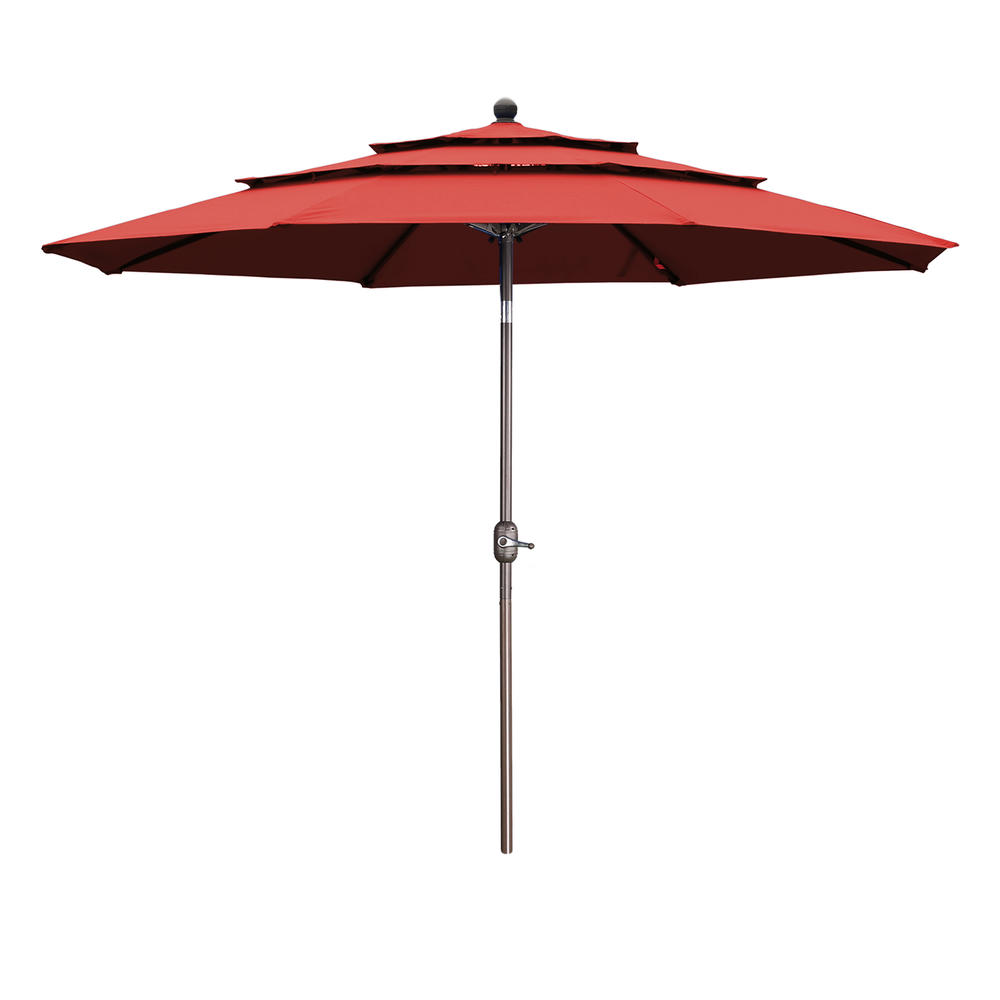 Aoodor 10ft 3 Tier Patio Umbrella - Stylish Outdoor Market Umbrella with Smooth Crank Mechanism - UV-Resistant Canopy (No Base)
