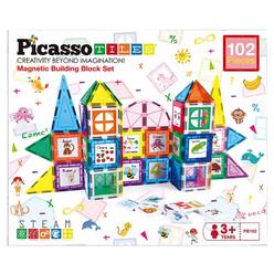 Picasso Tiles 102 Piece Magnetic Tile Construction Playset