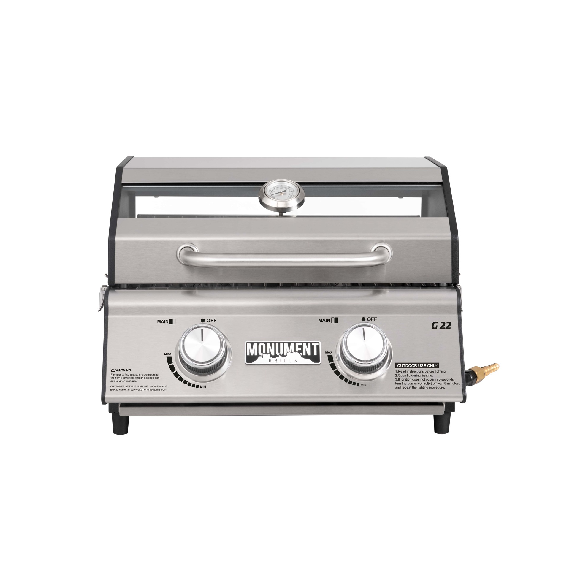 Monument Grills Classic G22 | Stainless Steel Tabletop Propane Gas Grill
