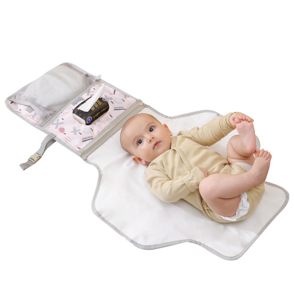 SUNVENO Fold Up Baby Changing Pad in Light Pink