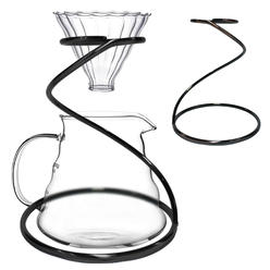 DE'VELO Glass Coffee Dripper Pour Over Cone Coffeemaker, Hand Drip Coffee kit Paper Filter, Glass Coffee Pot (Black)