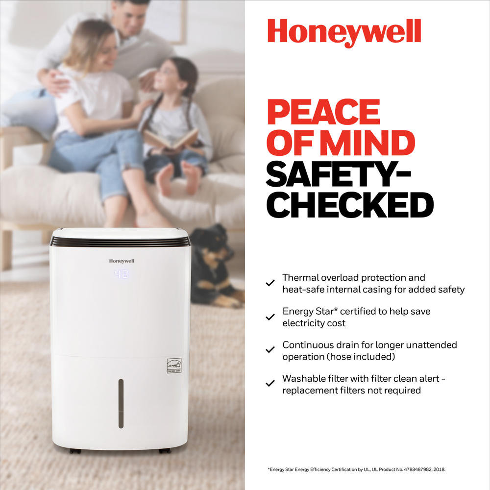 Honeywell Smart WiFi Dehumidifier, 50-Pint, for Rooms Up to 4000 Sq. Ft., Energy Star, with Alexa Voice Control