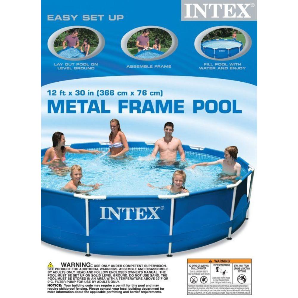 INTEX 12 x 30 Metal Frame Set Swimming Pool with Filter Pump 28211EH