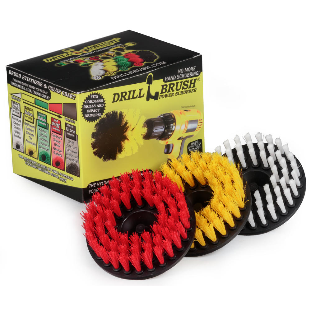 Drill Brush Power Scrubber Tile and Grout Bathroom, Floor 3 Drill Brush Cleaning Kit