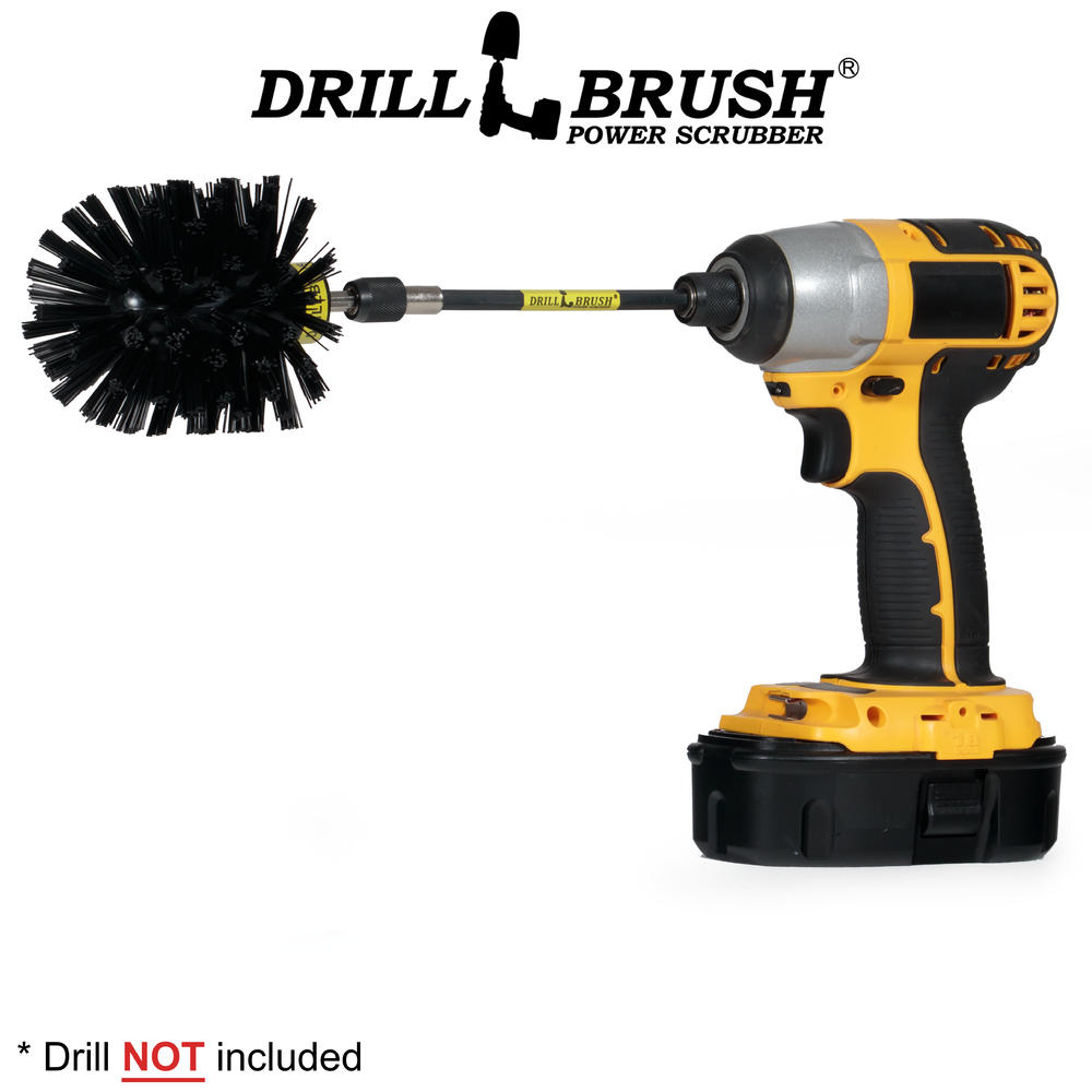 Drillbrush Drill Powered Nylon Bristle Cleaning Brush with Long Reach Extension