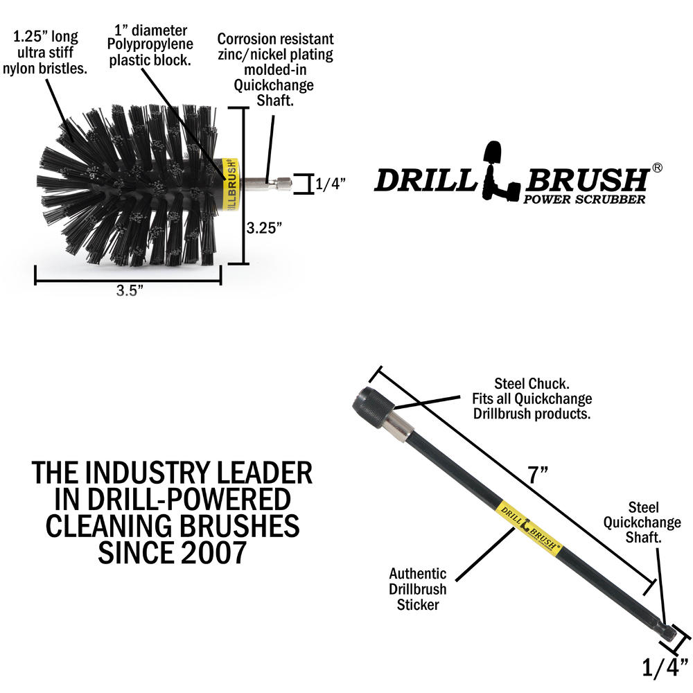 Drillbrush Drill Powered Nylon Bristle Cleaning Bru