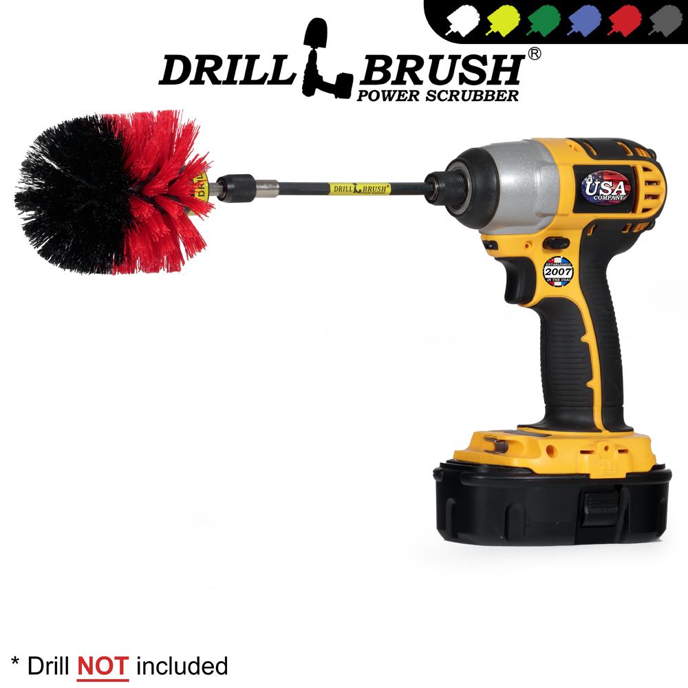 Drillbrush Drill Powered Stiff Nylon Bristle Cleaning Brush with Long Reach Extension