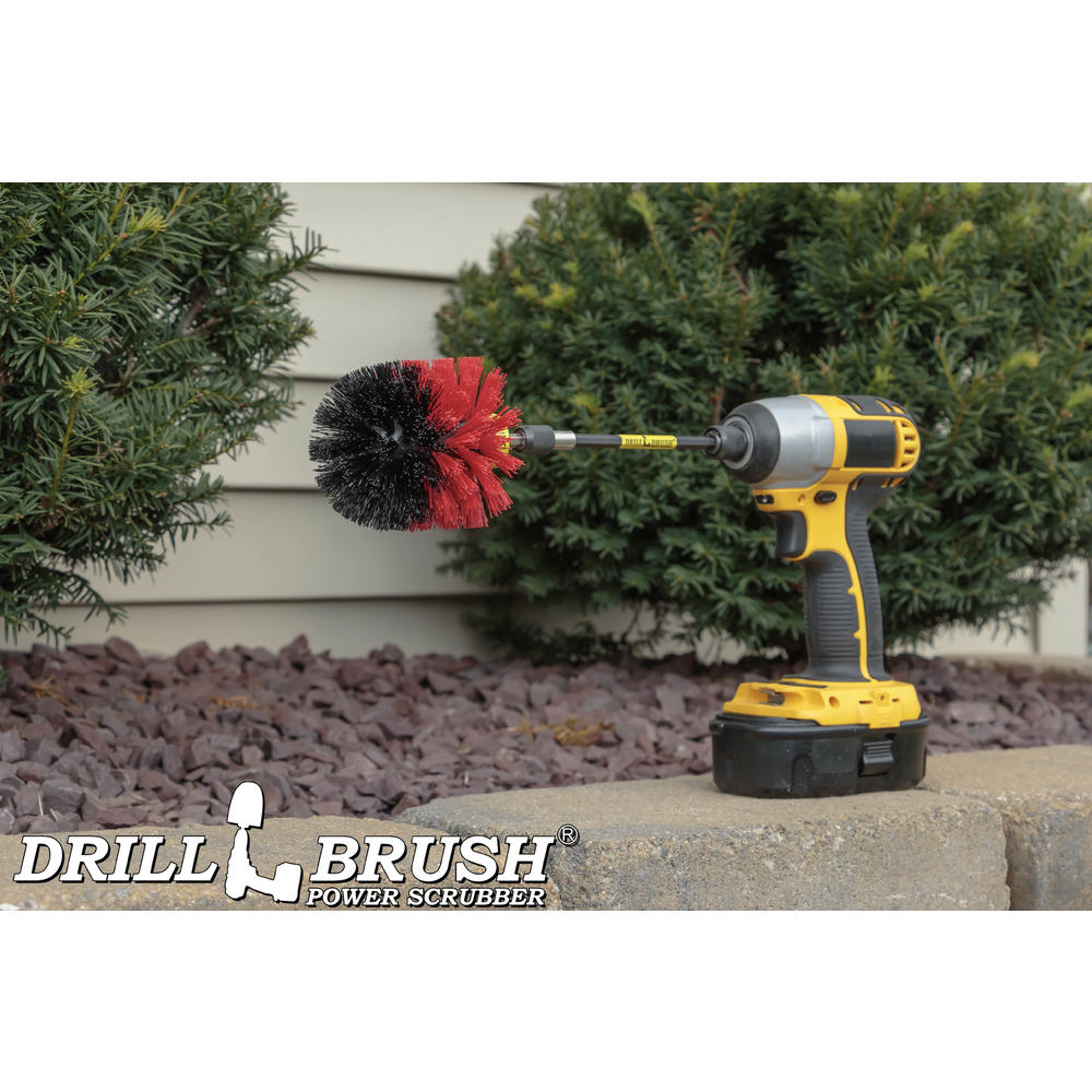 Drillbrush Drill Powered Stiff Nylon Bristle Cleaning Brush with Long Reach Extension