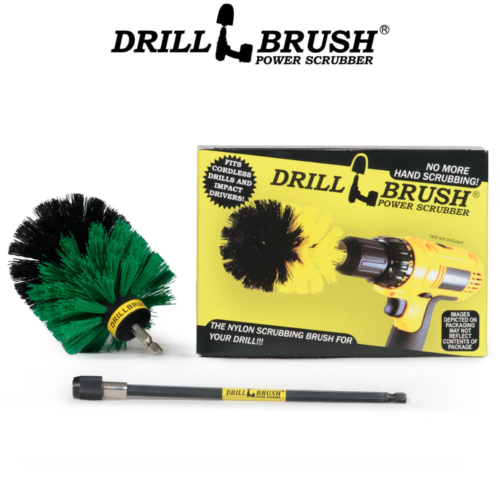 Drillbrush Drill Powered Kitchen and Bath Scrubbing Brush with Long Reach Extension