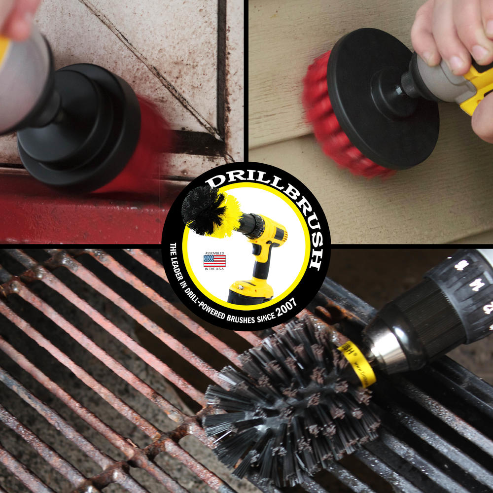 Drillbrush Nylon Stiff Scrub Brush Attachment for Electric Battery