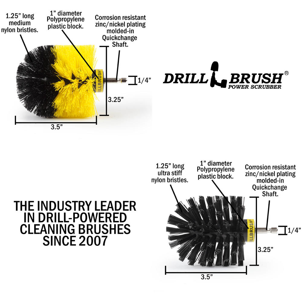 Drill Brush Power Scrubber Power Spinning Nylon Bath and Shower Cleaning Brush Combo