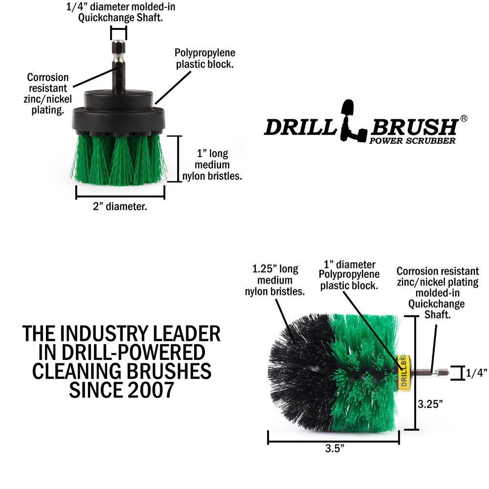 Drillbrush Power Spinning Bath, Tile and Grout Brush with Compact Shower Track Brush