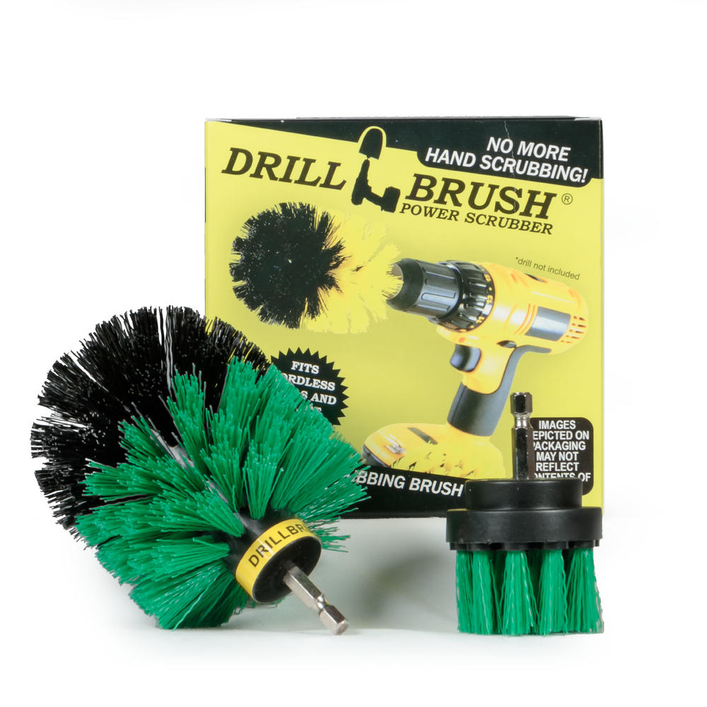 Drillbrush Power Spinning Bath, Tile and Grout Brush with Compact Shower Track Brush