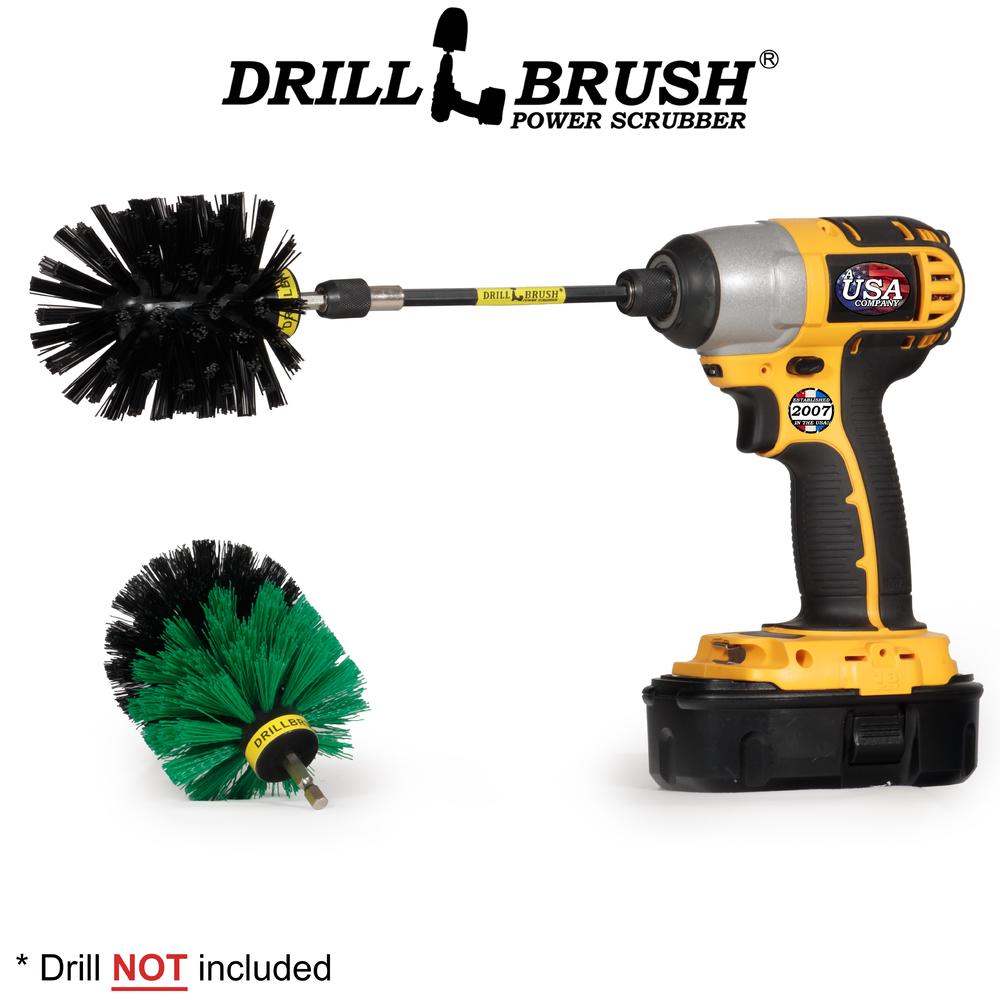 Drillbrush Drill Powered Kitchen and Bath 2 Brush Combo with Long Reach Extension