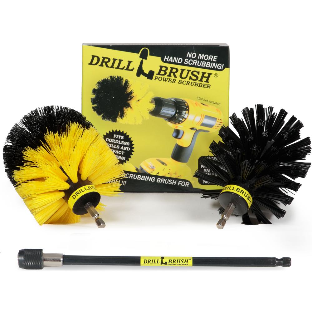 Drillbrush Drill Powered Nylon Bristle Cleaning Brushes with Extension Kit