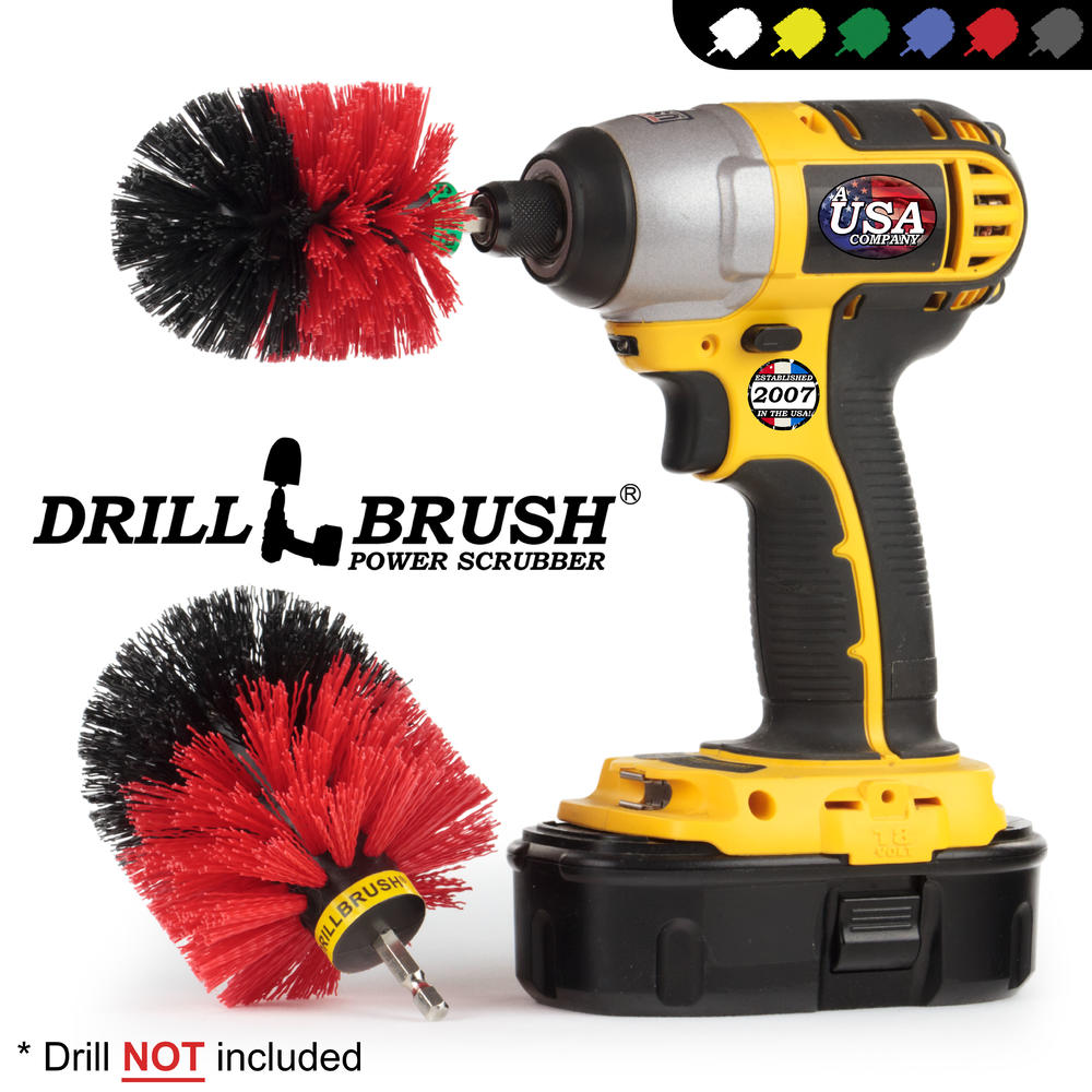 Drillbrush Kitchen and Dishwashing Power Brush Kit Small and Large Stiff Rotary Scrub Brushes