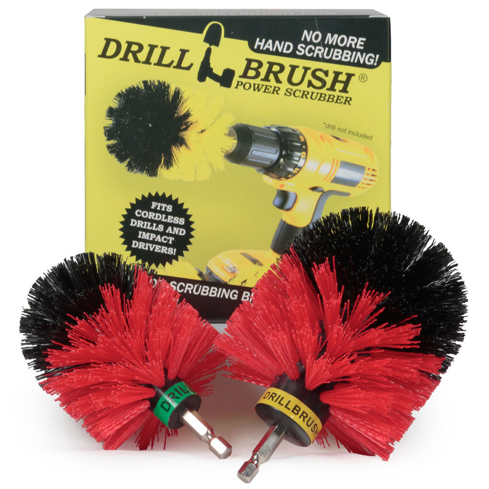 Drillbrush Kitchen and Dishwashing Power Brush Kit Small and Large Stiff Rotary Scrub Brushes
