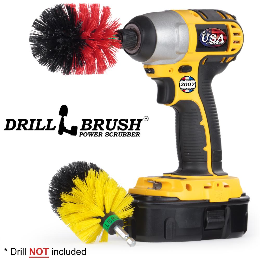 Drillbrush Mini Size Tub and Tile and Grout Power Scrubber Kit Medium and Stiff Brushes