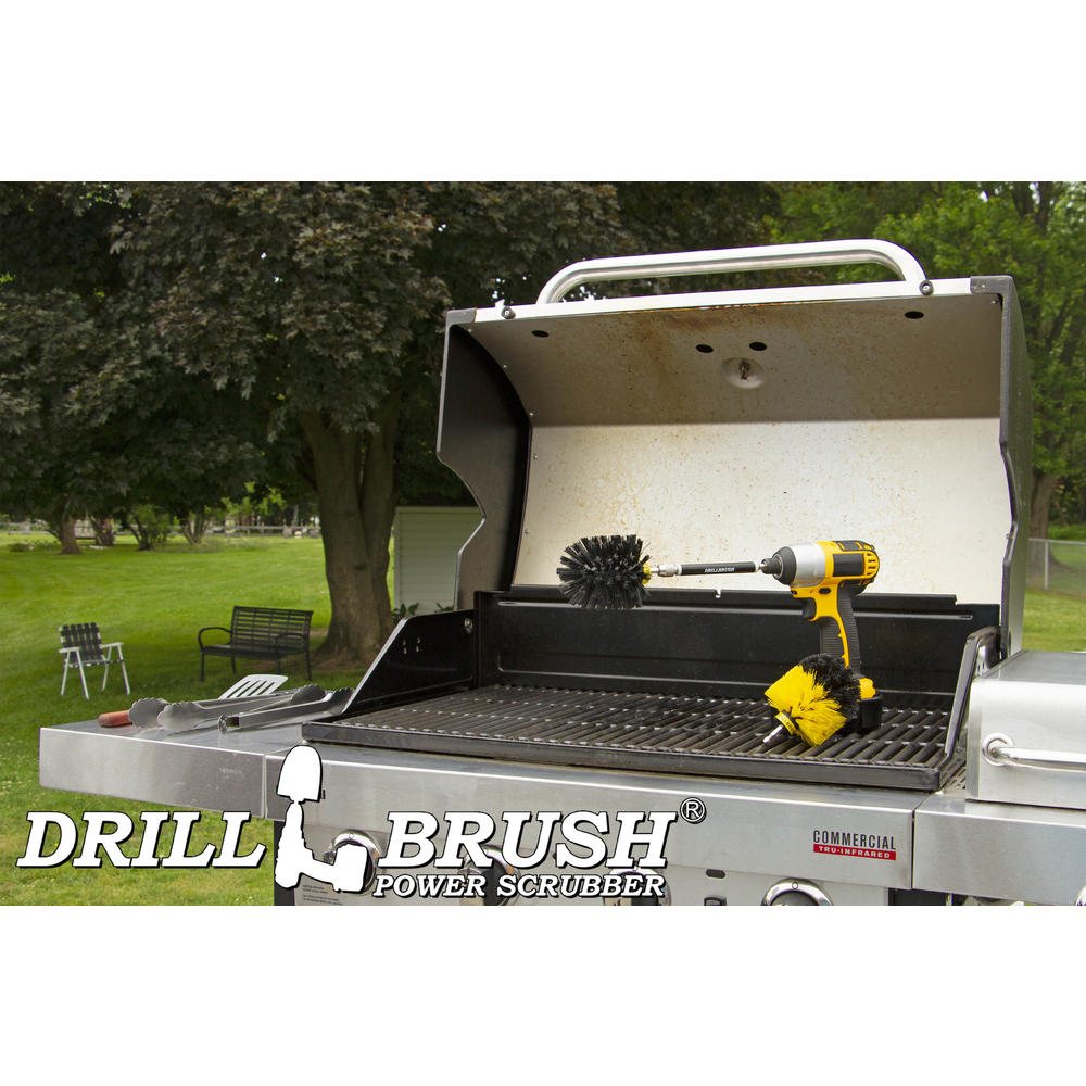 Drillbrush Drill Powered Nylon Bristle Cleaning Brushes with Sleeved Extension Kit