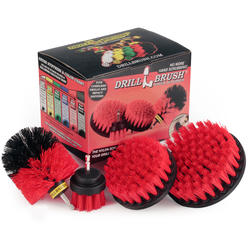 Drillbrush Stiff Bristle Nylon Cordless Drill Powered Spinning Brush Heavy Duty Scrubbing 4 Brush Kit