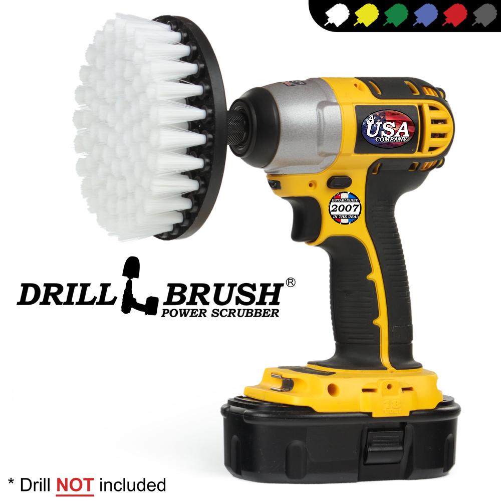 Drillbrush Softer Bristle Scrub Brush 5" Round with Power Drill Attachment