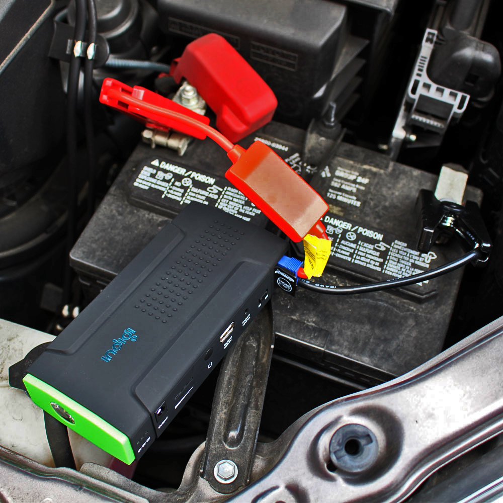 IndigiÂ® 3-in-1 Mobile Instant Car Jump Starter Pocket Power Bank Battery Charger 12000mAh (Black)