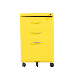 Homcom 16 Inch 3 Drawer Mobile Office Cabinet Yellow
