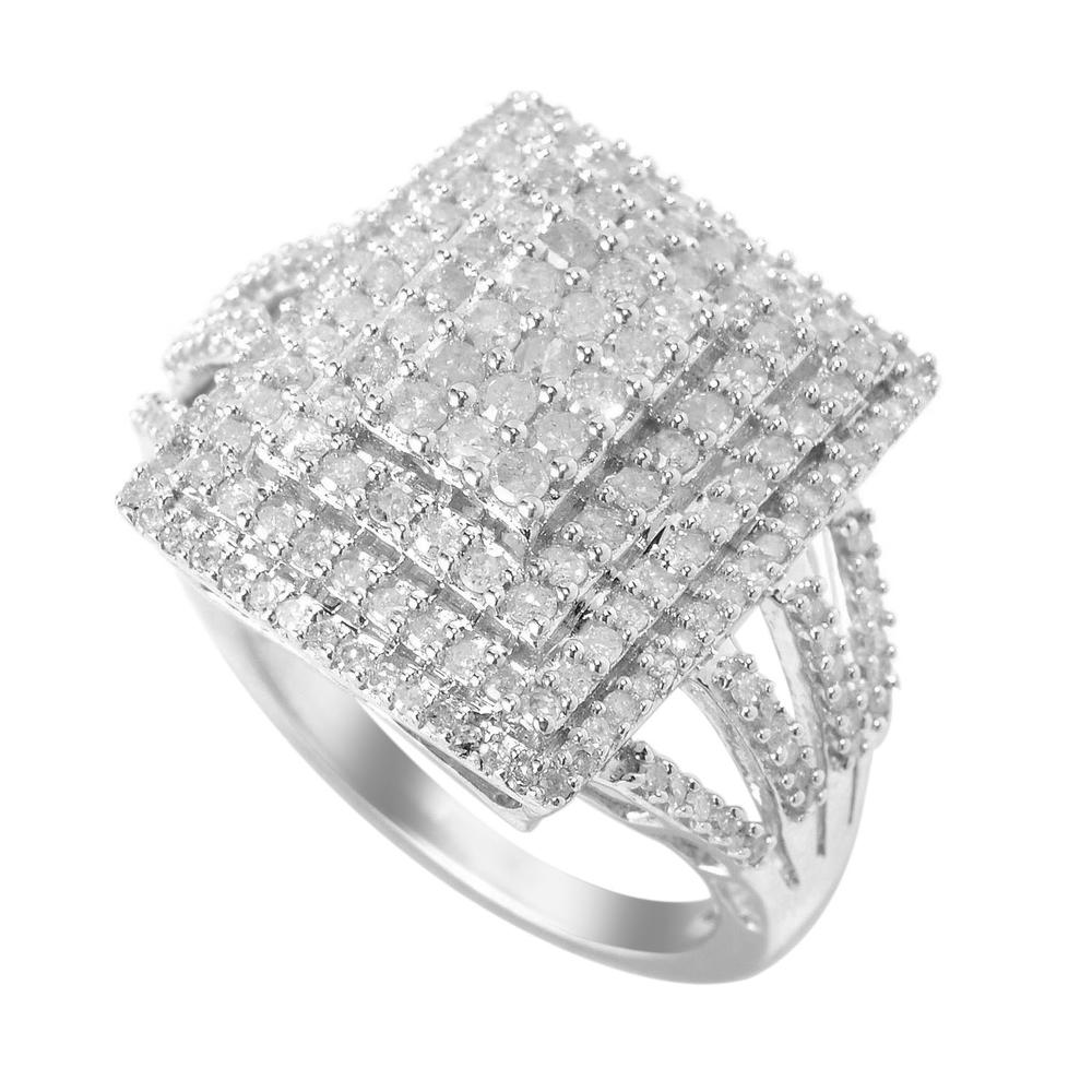 V3 Jewelry V3 Jewelry Sterling Silver Natural Blue Diamond Circle Ring
