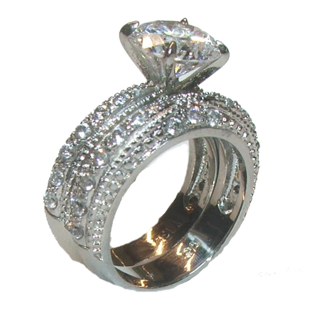 Edwin Earls 3.20 Ct Cubic Zirconia Cz Wedding Band Ring Set Sizes 5-11 Available
