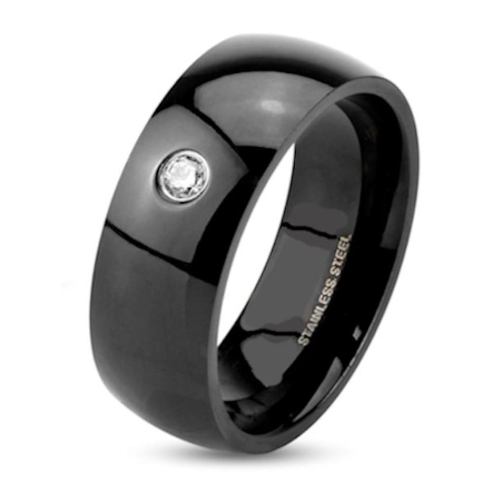 Edwin Earls Men's Diamond Cz Black Ion Plated Stainless Steel Ring
