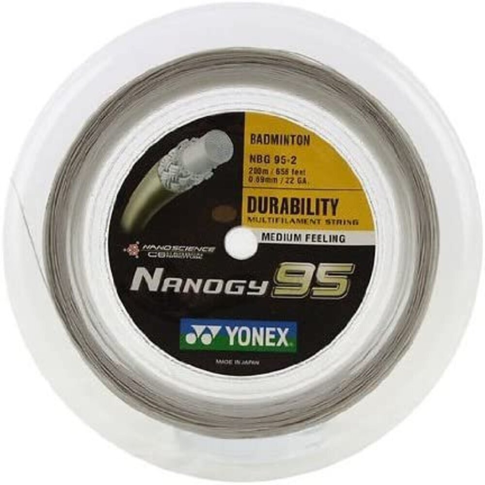 Yonex NBG 95 Nanogy Badminton Stringm Silver/Grey,  200m Reel