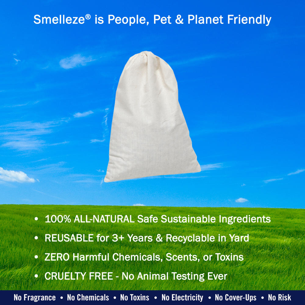 Smelleze Reusable Mothball Smell Removal Deodorizer Pouch: Rids Chemical Odor Without Scents in 150 Sq. Ft.